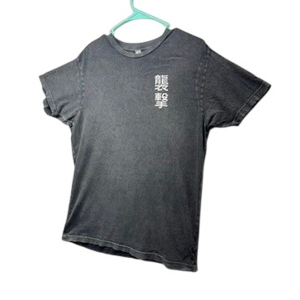 Lane Seven Attack of the Tatsu Dragon Mineral Wash T-Shirt Mens Medium Gray